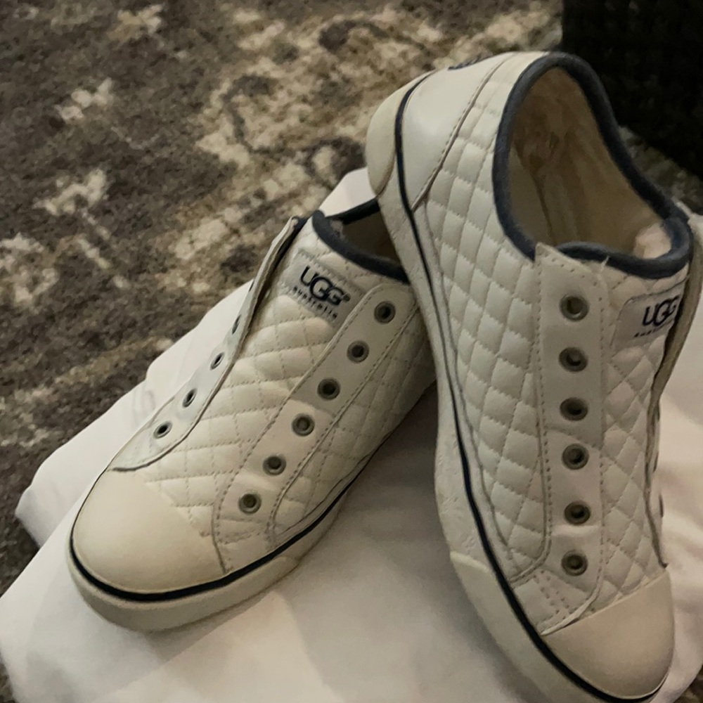 UGG pleated leather slip ons